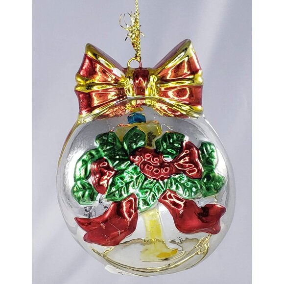 Metal Christmas Ornament Wreath Bear Deer Bulb Lot of 2 Jansound - Picture 8 of 9